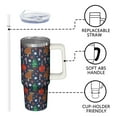 thumbnail image 3 of Winter Holiday Christmas Coffee Cup 30oz Stainless Steel Snowman Tumbler, Insulated Travel Mug with Handle and Straw, Gift for Adults, 3 of 5