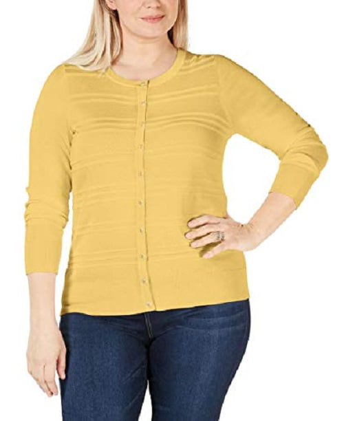 Textured Lurex Cardigan Sweater Gold 