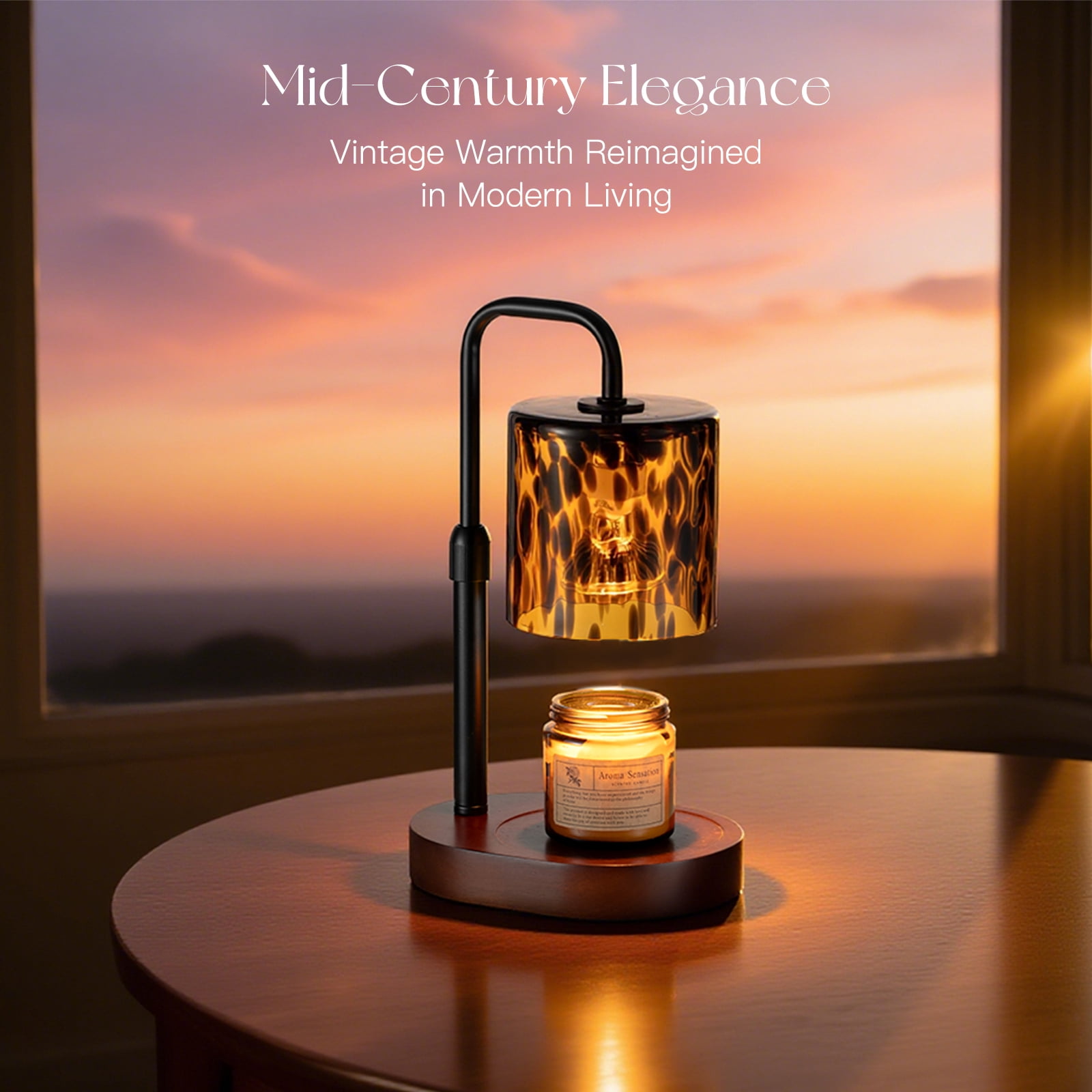 Sziqiqi Adjustable Candle Warmer Lamp with Timer: Vintage Leopard Lamp with 2 Bulbs Dimmer Tortoise Shell Design Flameless for Safe Home Fragrance Christmas Home Decor Ideal Gift for Women