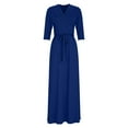 thumbnail image 5 of Efsteb Womens Long Dresses Half Sleeve V Neck Maxi Dresses For Wedding Guest Solid Color Bohemian Long Dress (Blue,L), 5 of 6