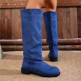 thumbnail image 7 of Casual Knee Boots, HTHLVMD Casual Knee Boots, Women's Suede Look Knee High Boots Round Toe Tall Pull On Boots Low Heel Long Boots Soft Shaft Riding Extended Size Boots for Women, Blue US-9.5/EU-43, 7 of 7