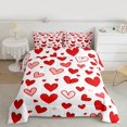 thumbnail image 2 of Homewish Cartoon Heart Print Bedding Comforter Set,Kawaii Loves Pattern Twin Comforter Sets,Red White Bedding Set For Girl,Ultra Soft Home Decor,2pcs, 2 of 8