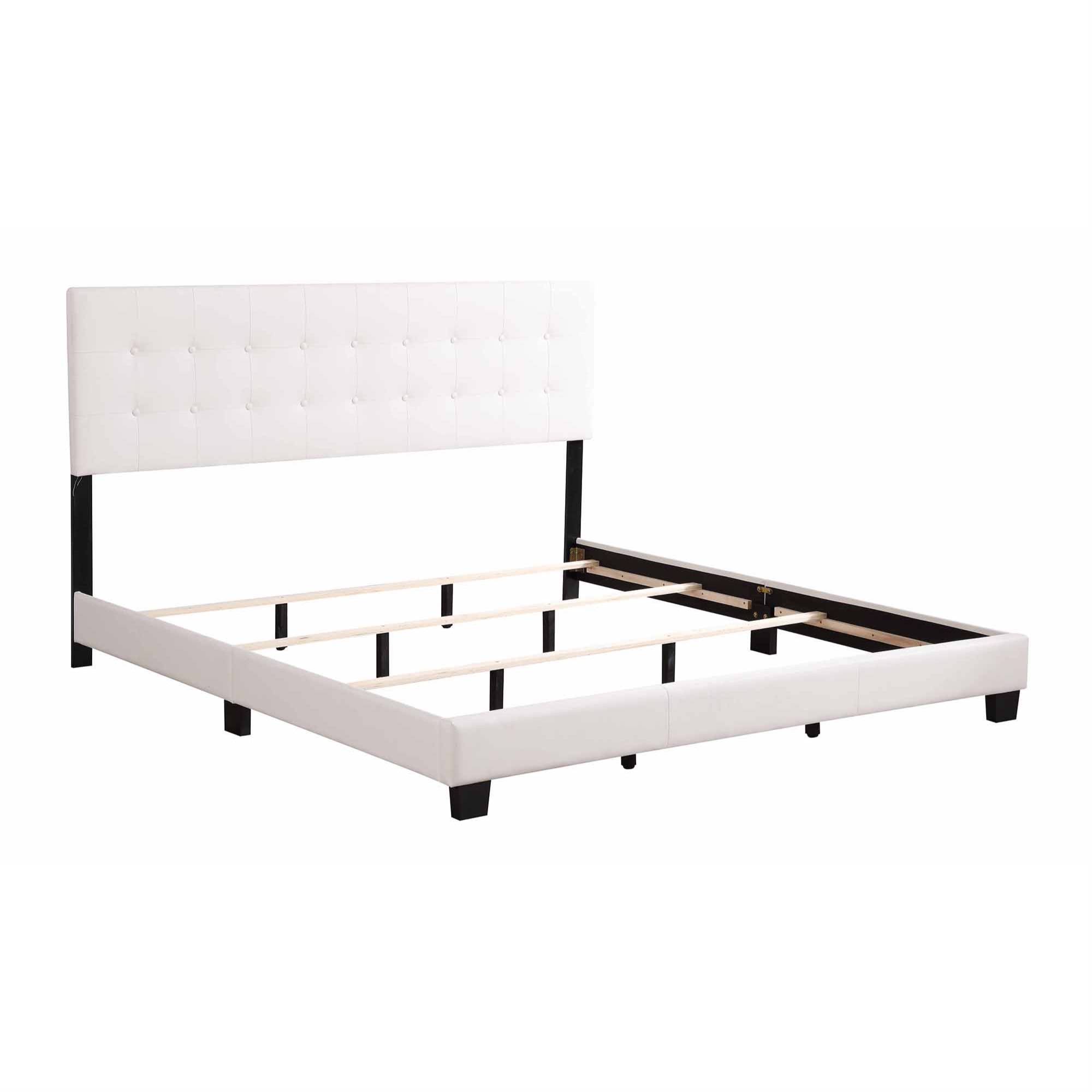 Passion Furniture  Caldwell Faux Leather Button Tufted Panel Bed, White - King Size - image 3 of 5