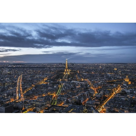 Paris at sunset from the Montparnasse Tower, the best viewpoint in Paris, Paris, France, Europe Print Wall Art By Paul