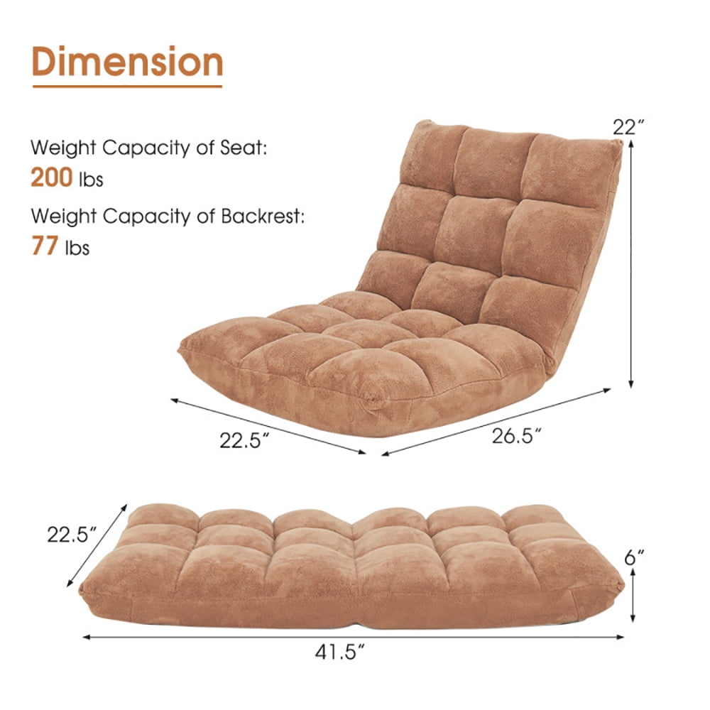Finihen Adjustable 14-position Cushioned Floor Chair, Folding Lazy Sofa Chair for Living Room, Bedroom, for Gaming, Reading, Beige Finihen Adjustable 14-position Cushioned Floor Chair, Folding Lazy Sofa Chair for Living Room, Bedroom, for Gaming, Reading, Beige