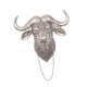 thumbnail image 1 of Escultura de pared con cabeza de animal de resina, diseño de búfalo, decoración espacial 3D, cabeza de búfalo pequeña, de resina para sofá, Plata, 1 of 9