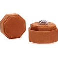thumbnail image 2 of LAICAIW Velvet 2 Slots Jewelry Ring Box Engagement Wedding Box Keepsake Box Bridal Photo Ring Double Slots Octagon (Burnt Orange), 2 of 3