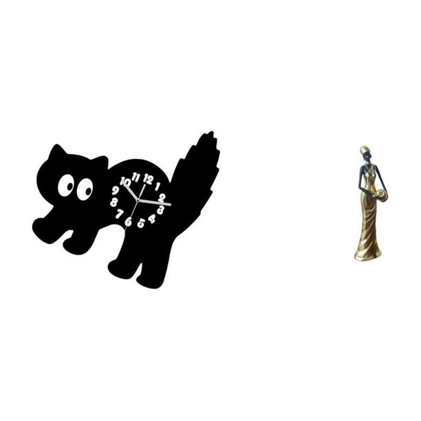 Reloj de pared,Reloj de pared decorativo para baño o dormitorio,Reloj de pared para gatos silencioso,sin tictac,ideal para regalar.,Figura de mujer africana,Estatua artesanal de una dama