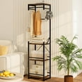 thumbnail image 2 of Costway Freestanding Coat Rack with 4 Storage Shelves 6 Hooks & 3 Hanging Rods for Entryway, 2 of 10