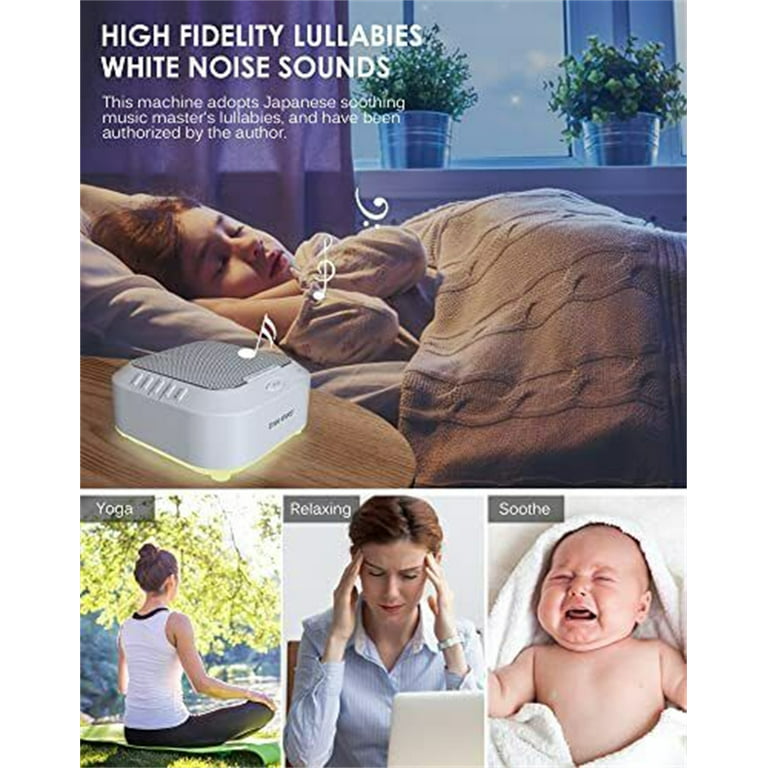 Sound Machine, White Noise Machine for Sleeping Adults Baby Kids, Portable  Sound Therapy with 24 Soothing Sounds, Timer&Memory Function, Plug in or