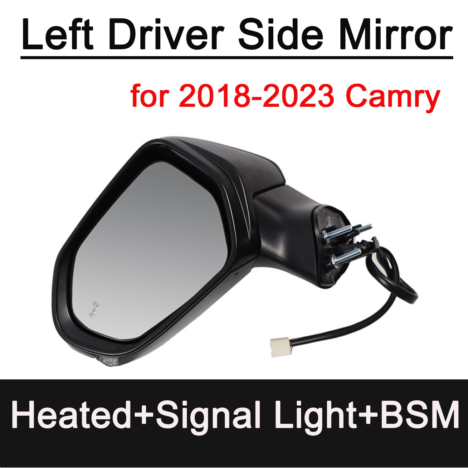 Left Driver Side Mirror for 2018-2024 Toyota Camry Power Heated Lamp BSM Door Mirror for 2018 2019 2020 2021 2022 2023 2024 Toyota Camry Sedan Accessory, Black