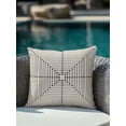 thumbnail image 3 of Outdoor Pillows Waterproof, Black Beige Striped Throw Pillows with Inserts Included, Farmhouse Stripes Geometric Abstract Indoor Outdoor Decorative Lumbar Pillow for Bed/Couch/Patio 18"x18", 1Pcs, 3 of 8
