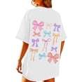 thumbnail image 6 of DHFJKG Short Sleeve Shirts For Women Oversized Bow Print Graphic Tee Crewneck Vintage Tshirts Casual Baggy Streetwear Trendy Tops, 6 of 8
