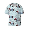 thumbnail image 2 of Lsque Dachshund Dog Puppy print Men's Cuban Collar Short Sleeve Shirt Summer Beachwear Casual Button Down Fashionable Vacation Leisure Shirt-3X-Large, 2 of 7