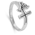 thumbnail image 4 of Sterling Silver Women's Christian Dove Sideways Cross Faith Ring Band 925 Jewelry Female Male Size 6, 4 of 4