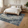 thumbnail image 3 of ODIKA 6'x9' Washable Area Rug Easy Care, Non-Shedding, Cream Boho Vintage Distressed Motif Border Academia Farmhouse for Queen Size Bedroom Under Bed Master Suite, 3 of 7