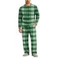 thumbnail image 2 of HAJWOH Men's Long Sleeve Plaid Pajama Set with Elastic Drawstring Waist Pants for Home Loungewear, 2 of 5