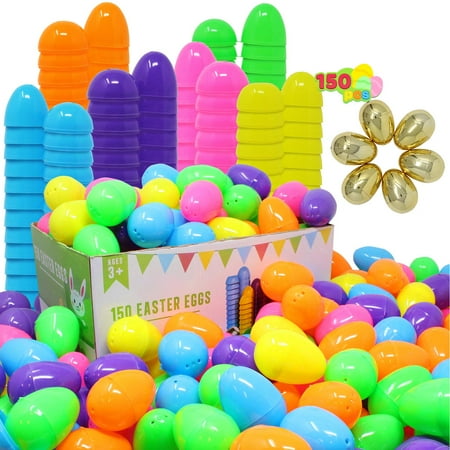 JOYIN 144 Pieces 2.3  Easter Eggs + 6 Golden Eggs for Filling Specific Treats  Easter Theme Party Favor  Easter Eggs Hunt  Basket Stuffers Filler  Classroom Prize Supplies Toy