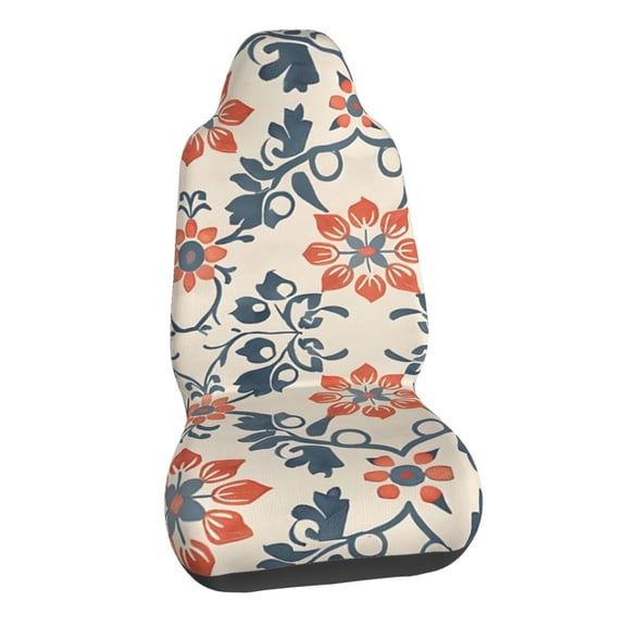 Vintage Floral Elegant Red Car Seat Covers Stretch Car Seat Protectors Universal Fit