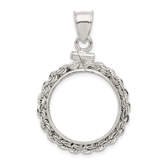 Sterling Silver 19.1 x 1.5mm $0.01 Rope Coin Bezel Pendant