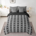 thumbnail image 3 of Manfei Chic Abstract Ombre Twin Bedding Sets 7-Piece for Kids, Vintage Checkered Square Bedding Comforter Set, Dimgrey Buffalo Plaid Reversible Sheet Sets, Lightweight Room Decor, 3 of 8