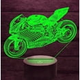 thumbnail image 3 of YSTIAN 3D Motorcycle Night Light led Lamp Illusion 7 Color Changing Table Desk Decoration Lamps Birthday Gift Acrylic Base USB Cable Toy, 3 of 5