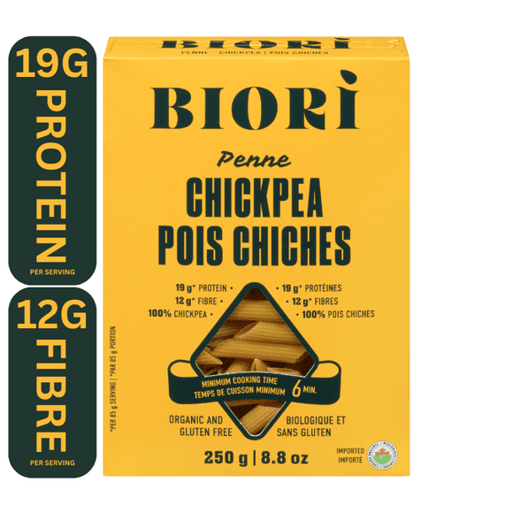 Biori 100% Organic Gluten Free Pasta Chickpea Penne Rigate 250g