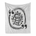 thumbnail image 1 of Live Laugh Love Soft Flannel Fleece Throw Blanket, Grunge Modern Lifestyle Phrase Happiness Themed Design, Cozy Plush for Indoor and Outdoor Use, 60" x 80", Pearl and Dark Grey, by Ambesonne, 1 of 6