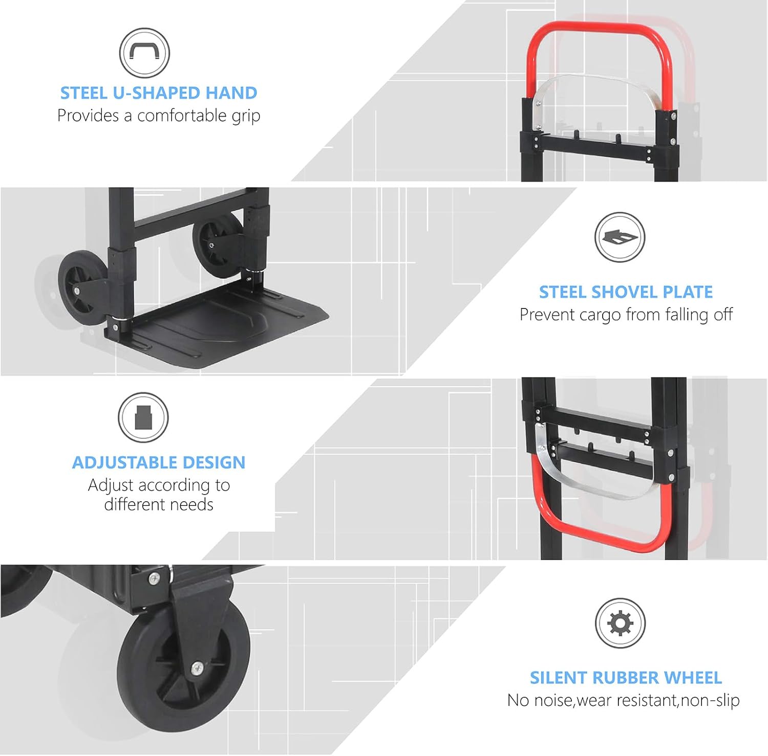3 in 1 Convertible Hand Truck, Folding Dolly Cart with Retractable Handle, 600LBS Heavy Duty Aluminum for Luggage and Moving