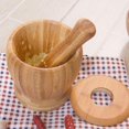 thumbnail image 3 of Bamboo Mortar and Pestle Set with Lid Spice Grinder kitchen Cooking Tools for Herb Spice Mixing Grinding Bowl Kitchenware - -, 3 of 5