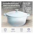 thumbnail image 3 of LouZub Cast Iron Enameled Dutch Oven Pot with Lid 6 qt, Sauce Pan, Pasta Server, Stove Top Pot, Dish for Sourdough Bread, Slow Cooking Chicken, Soup & More, Kitchen Cookware - Light Blue, 3 of 5
