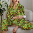 thumbnail image 6 of Yiaed Carrot Eggplant Print Pajamas Women's Long Sleeve Sleepwear Soft Button Down Loungewear Pjs Lounge Set Nightwear Womens Pajama Pants-X-Large, 6 of 7