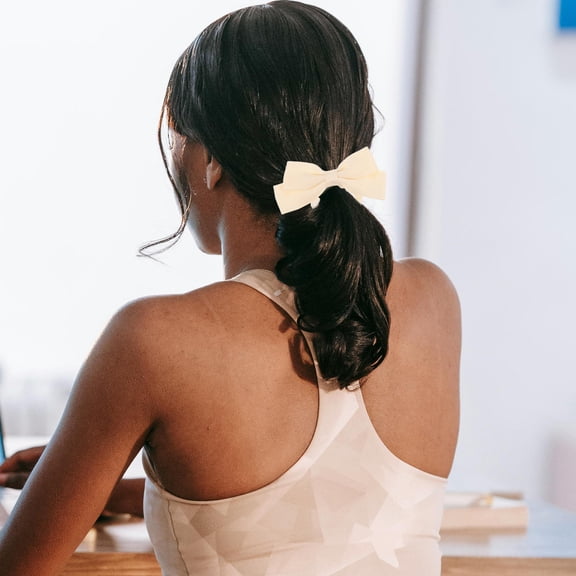 Tineasur 9Pcs Double Layer Satin Bow Hair Elastics Secure Ponytail Holders