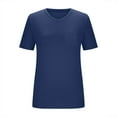 thumbnail image 5 of Fanxing Womens V Neck Tops Short Sleeve Pocket T Shirts Lightweight Loose Fit Casual Summer Blouses Navy,L, 5 of 5
