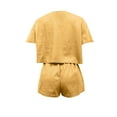 thumbnail image 5 of Travel Outfits for Women 2 Piece Sets Summer Outfit Clothing Set Female V-Neck Short Sleeve Tops Pants Sets Casual Pant Style S_479 Women's Tracksuits Yellow S, 5 of 6