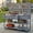 Gray, variant on Harper & Bright Designs Outdoor Kitchen Island with Wheels, Wood Kitchen Cart with Stainless Table Top, Garden Potting Bench with Raised Shelf and Drawers, Grill Prep Table for BBQ, Gray