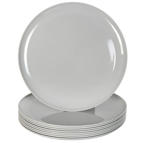 Youngever 10 Inch Plastic Plates, Large Plates, Dinner Plates, Set of 9 (Light Grey)