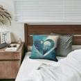 thumbnail image 5 of Happy Valentines Day Blue Series Love Heart Throw Pillow Covers 16"x16", 1 Pcs, Linen Study Sofa Cushion Cover Indoor Living Room Home Decor, 5 of 6
