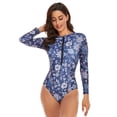 thumbnail image 2 of SWSMCLT Women's Long Sleeve Bathing Suit Short Surf Swimwear One Piece Swimsuit Cheeky Zip Slimming Beach Navy 6, 2 of 5