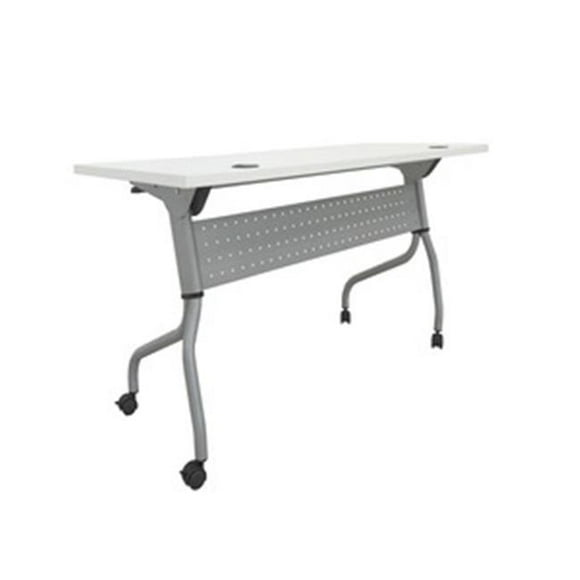 48 in. Laminate Flip Top Training Table&#44; Silver & White