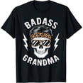 thumbnail image 2 of 100% Cotton Funny Badass Grandma Messy Bun Skull for Grandmother T-Shirt, 2 of 5