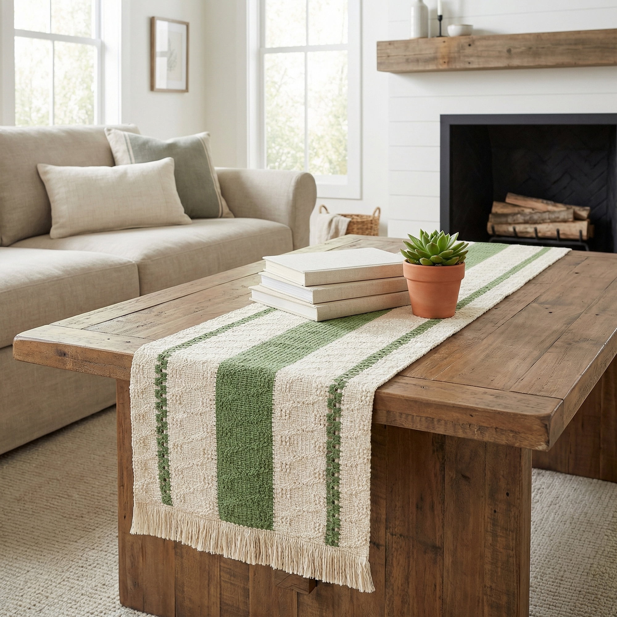 Unique Bargains Farmhouse Polyester Table Runner for Birthday Decoration Green 11.8"x78.7"