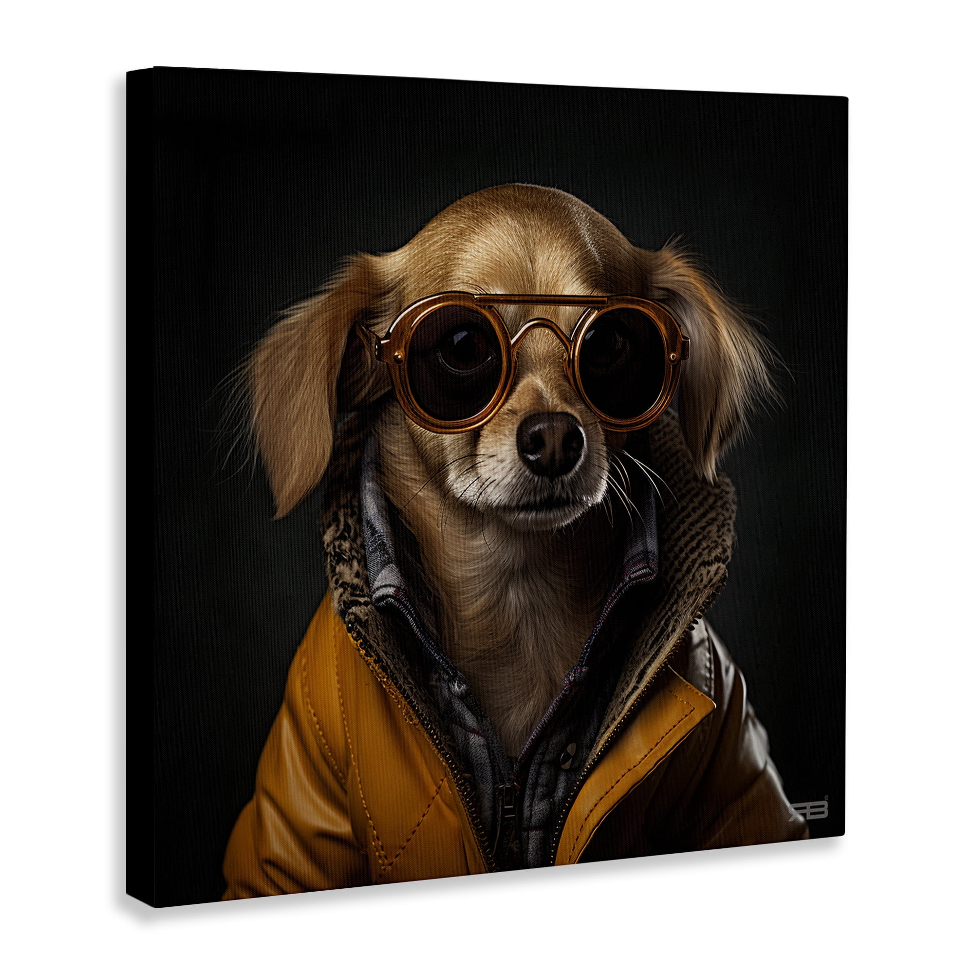 Stupell Industries Stylish Dog on Black Animals & Insects Painting Gallery Wrapped Canvas Art Print Wall Art, 24 x 24