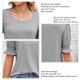 thumbnail image 4 of Mujeres puff manga corta tops elegante casual suelta puño fruncido mujeres cuadrado Masajeadores de cuello verano camisas para trabajo diario partido gris L, 4 of 5