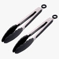 thumbnail image 1 of Pinzas para cocinar alimentos de cocina de acero inoxidable con cabezales de silicona Clip de bloqueo de 2 piezas Ormromra CPB-DE-WX17-1, 1 of 6