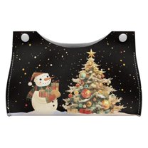 ZUXONGSY Christmas Snowman Tree Tissue Box Cover 2 Pcs Elegant Office Desk Decorations PU Rectangle Leather Ttissue Box Cover with Buttons for Christmas Party Vanity Parlors Offices