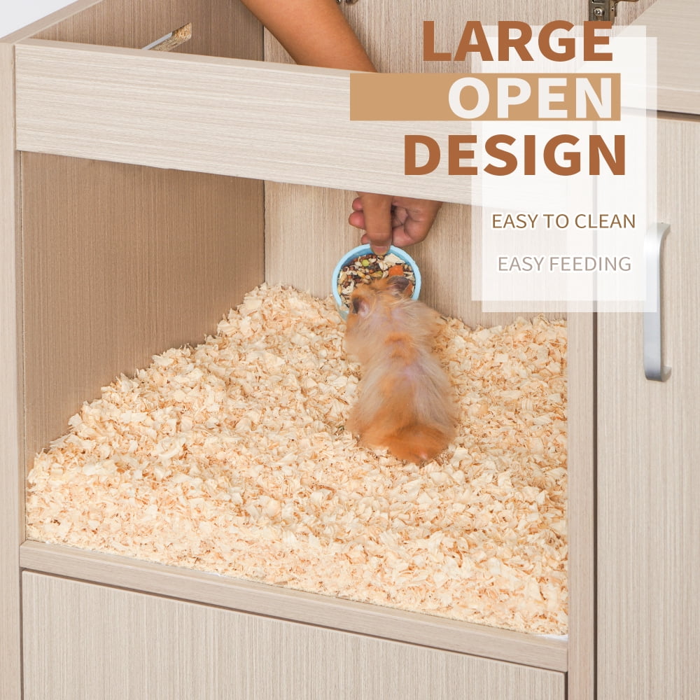 4-Tier X-Large Guinea Pig Cage with Storage Cabinet, Acrylic Windows & Openable Top for Small Pets