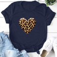 thumbnail image 4 of WREESH Womens Graphic Tee Valentine's Day Heart Leopard Print Shirts for 2025 Spring Summer Fashion Casual Tops Navy, 4 of 5
