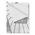 thumbnail image 2 of Nautical Soft Flannel Fleece Throw Blanket, Doodle Boat Floating on Waves Ornate Rope Features in Ocean Theme Art, Cozy Plush for Indoor and Outdoor Use, 50" x 60", Black White, by Ambesonne, 2 of 5