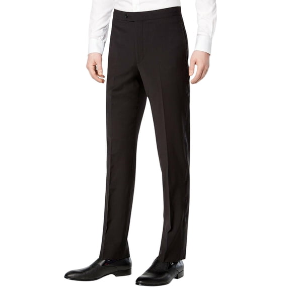 Calvin Klein Mens Slim fit Dress Pants 40 / 32 Black Solid Stretch Wool